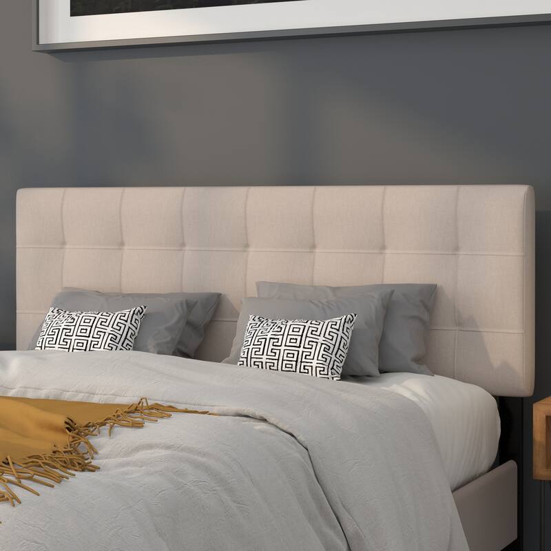 Quilted Tufted Upholstered Headboard - Beige - Queen