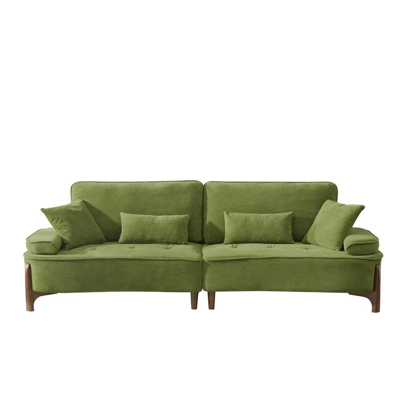 103" Foam 3-Seater Sofa with 4 Pillows, Solid Wood Frame, 600lb Capacity