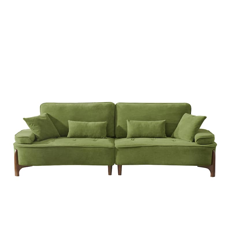 103-inch Green Foam Sofa with Pillows for Multiple Spaces