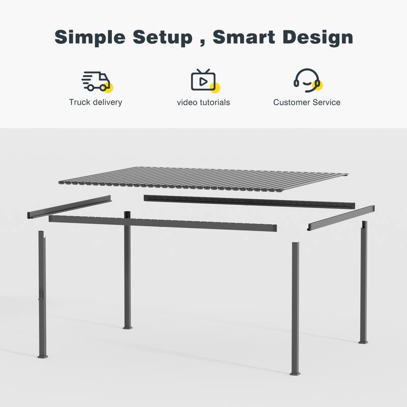 Patio Louvered Pergola with Adjustable Roof, Aluminum Steel Pergola