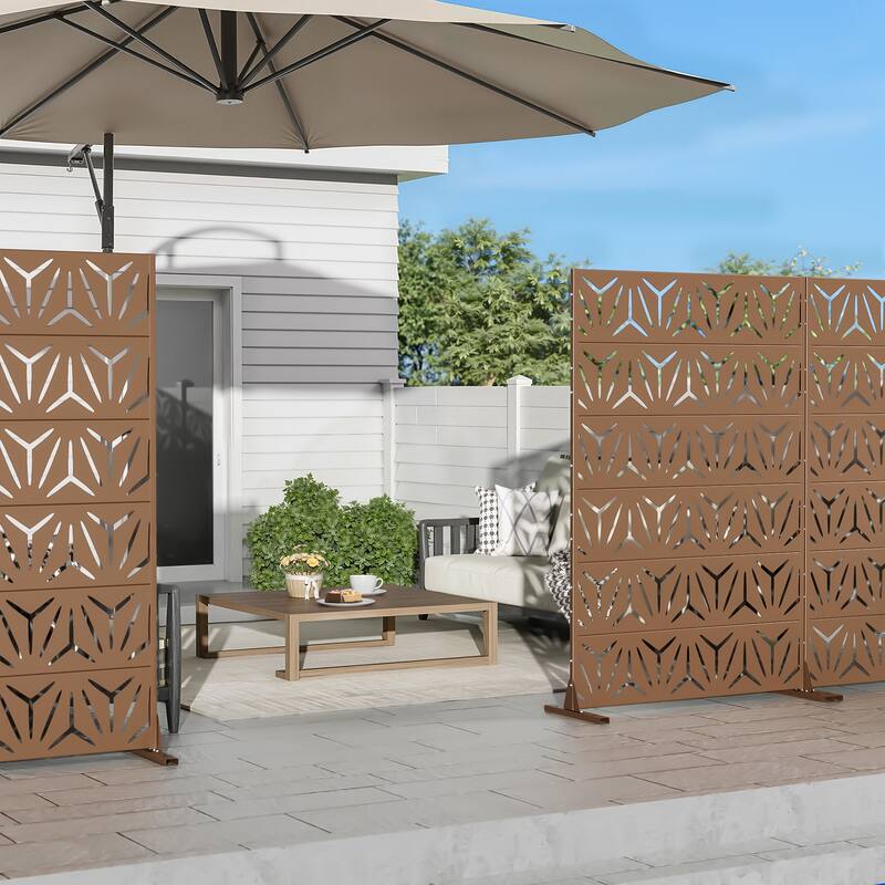 72" H×47"W Dovelina Black Outdoor Freestanding Metal Privacy Screen Decorative Garden Fence