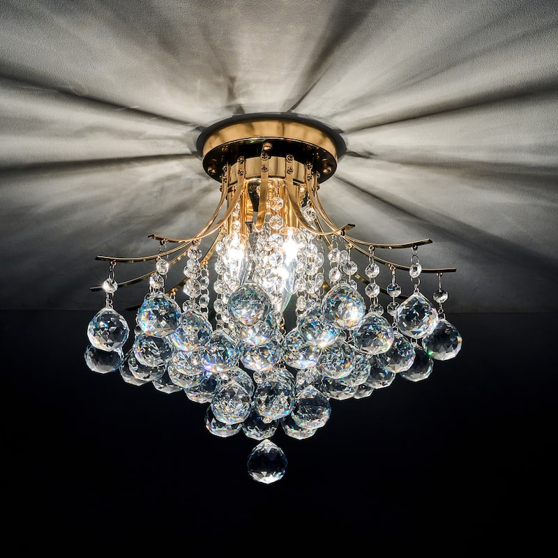 CO-Z 3-Light Crystal Raindrop Flush Mount Chandelier