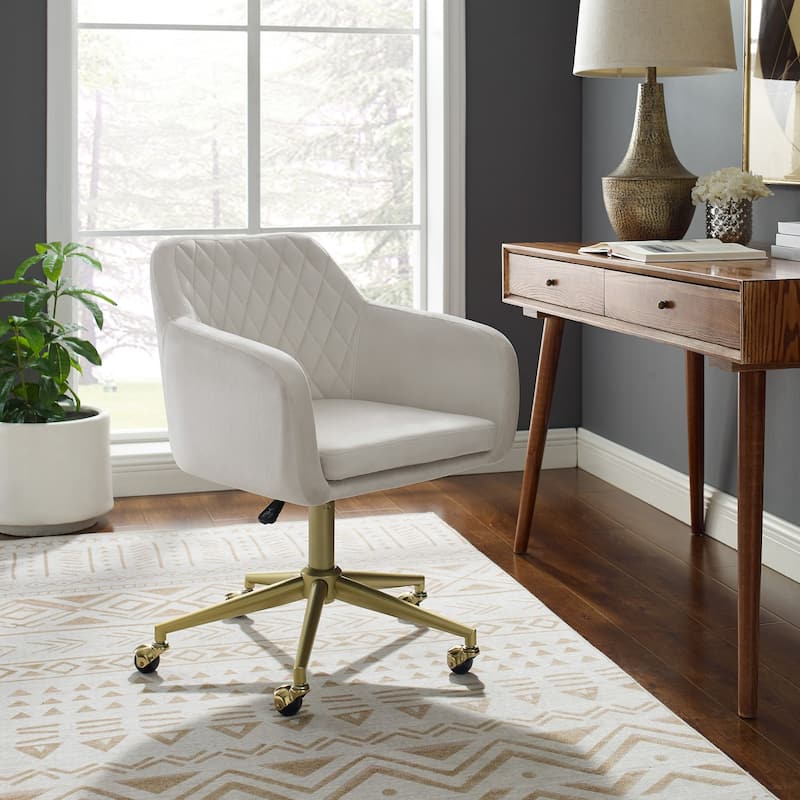 Quilted Office Chair - 34.75" - Off White and Gold