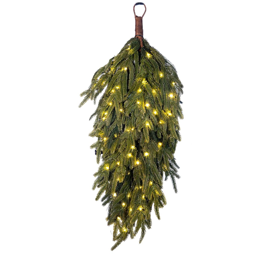 Pre-Lit LED Teardrop Swag - Norfolk - 28