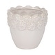 preview thumbnail 7 of 32, Plant Pot - Ivory Ceramic Round Iridescent Floral Crown, 6"
