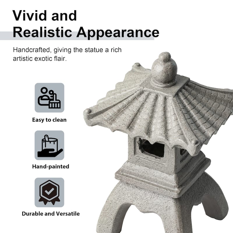 Glitzhome MGO Faux Concrete Pagoda Garden Statue Indoor and Outdoor Decoration