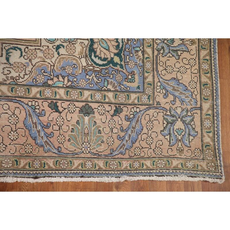 Pink Tabriz Persian Vintage Area Rug Hand-knotted Wool Carpet - 8'0" x 11'4"