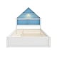 preview thumbnail 7 of 7, Full Size Wood House-Shaped Bed with Bookcase Headboard and Led Light and Trundle for Kids Boys Girls