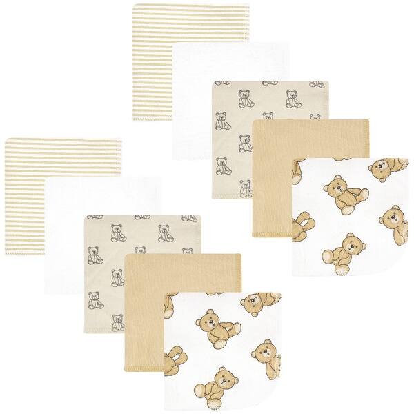 slide 1 of 1, Hudson Baby Flannel Cotton Washcloths, Teddy Bears 10 Pack, One Size - Teddy Bears 10 Pack - One Size One Size - Teddy Bears 10 Pack