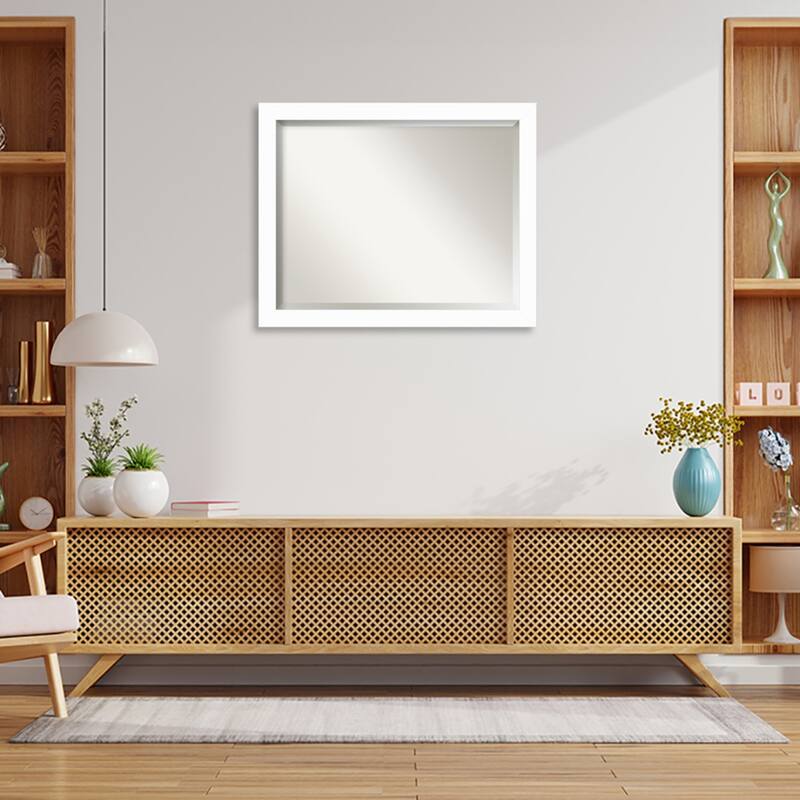 Basic Narrow Beveled Wood Framed Wall Mirror