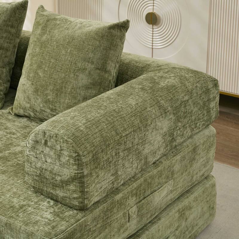 Comfy Convertible Folding Mattress Couch,Floor Sofa Bed, Chenille Floor Sofa With Armrest, Floor Sofa Lounge Couch