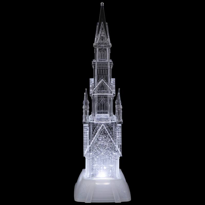 LED Lighted Castle Acrylic Christmas Decoration - 17.5"