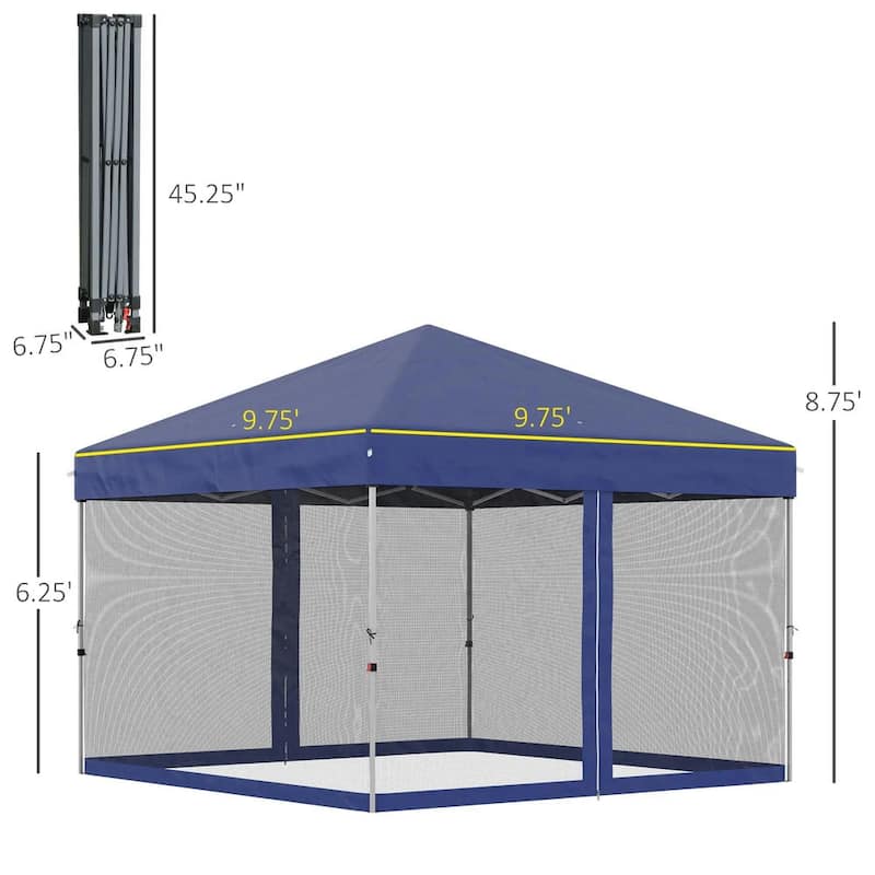 10'x10' Pop Up Canopy Tent, Adjustable Height,Wheeled Bag,Screen Room