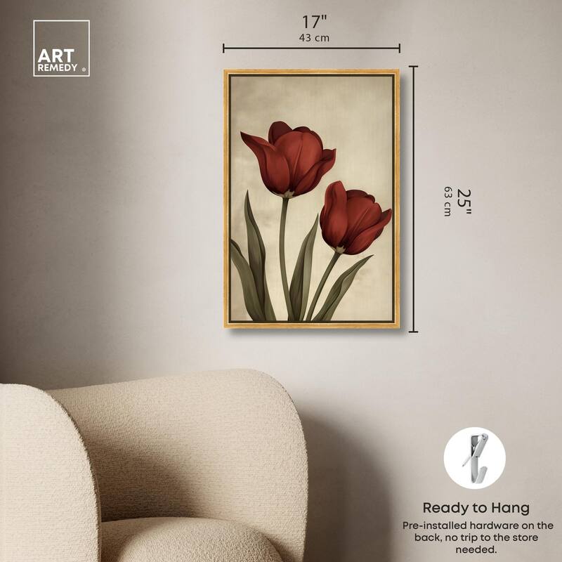 Deep Red Tulips Canvas by Art Remedy