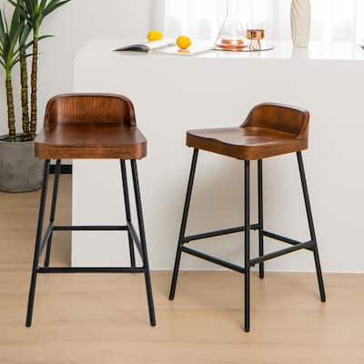 2/4PCS 24.5'' Low-Back Bar Stool Industrial Counter Height Chair Stool