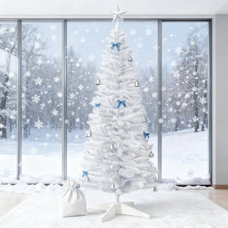 5' Easy Assembly White Artificial Christmas Tree - Sectioned Design & Detachable Base - White