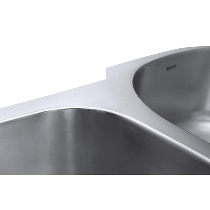 Ruvati 29-inch Undermount 40/60 Double Bowl 16 Gauge Stainless Steel Kitchen Sink - RVM4505 - 29-1/2″ x 20-5/8″