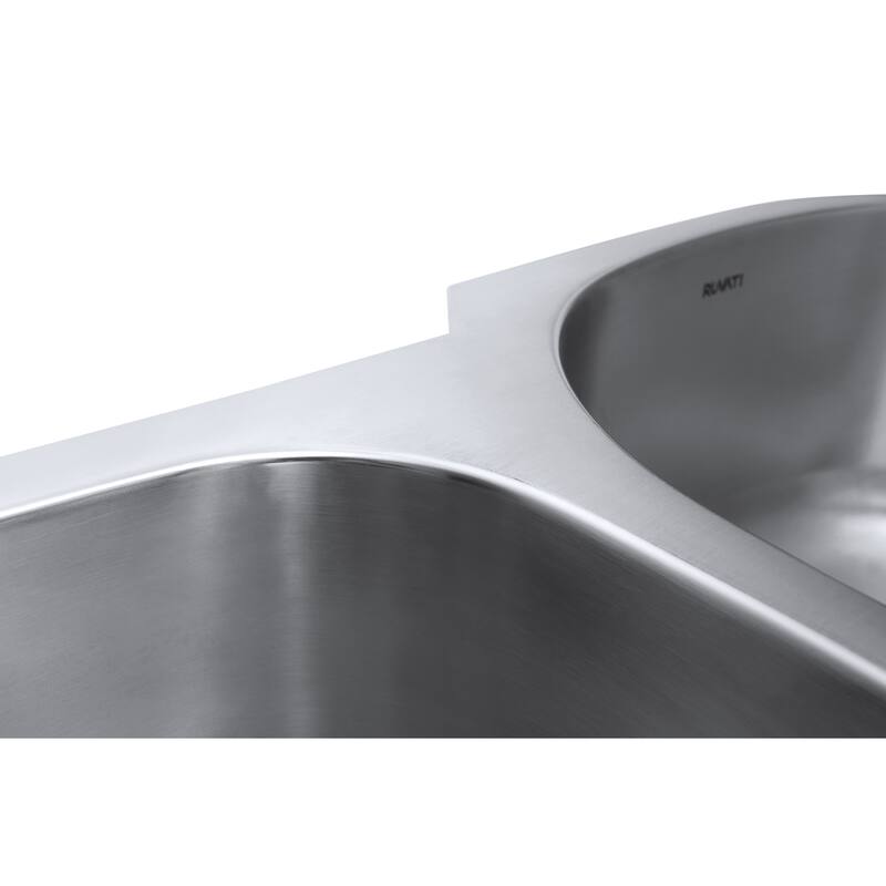 Ruvati 34-inch Undermount 40/60 Double Bowl 16 Gauge Stainless Steel Kitchen Sink - RVM4605 - 33-5/8″ x 20-1/2″