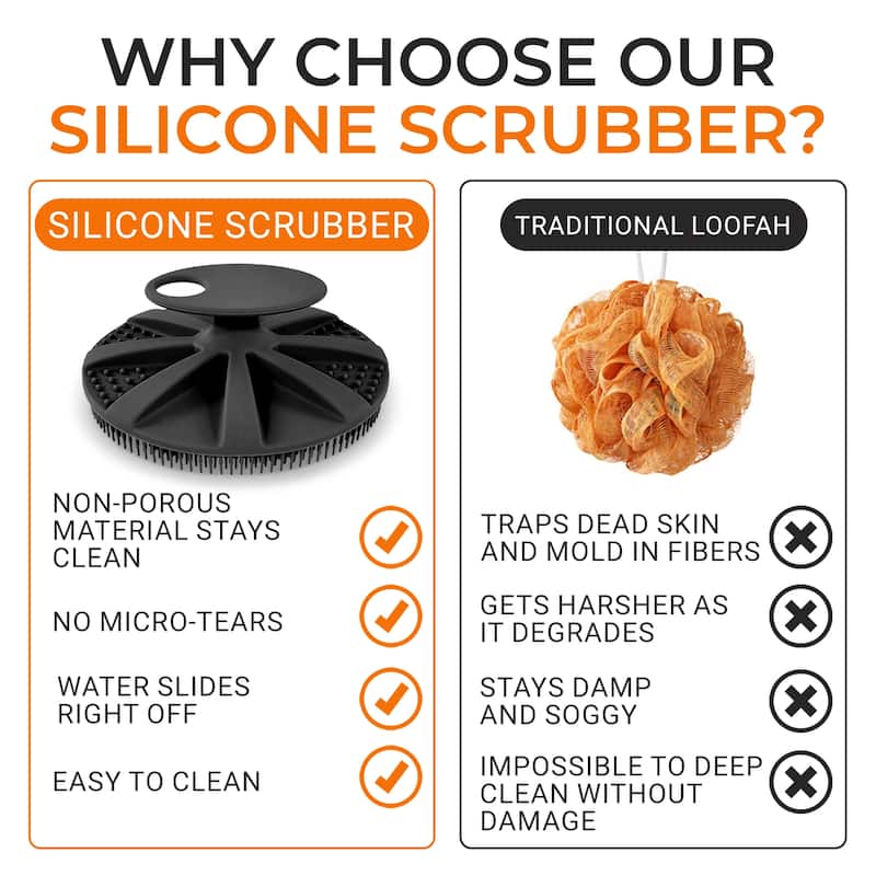 Cheer Collection Silicone Body Scrubber With Soft Bristles And Hanging Hole