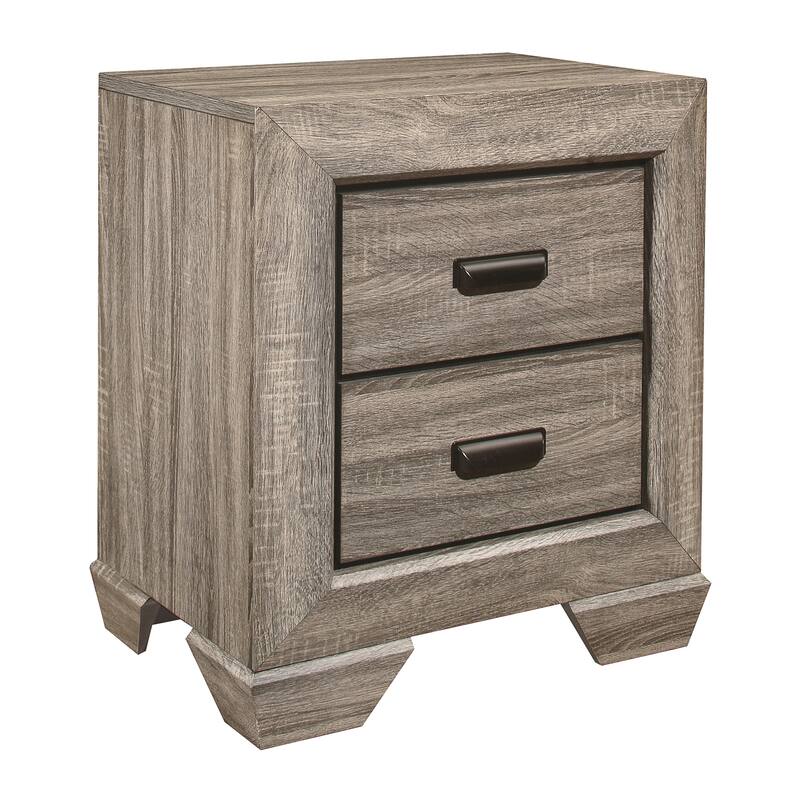 Natural Finish Nightstand, Flat Cup Pulls, 2 Dovetail Drawers, Wooden Bedside Table - Natural
