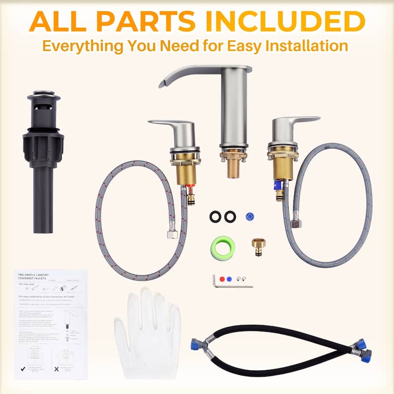 WOWOW 8 in.Double Handle Waterfall Bathroom Faucet with Pop-up Drain