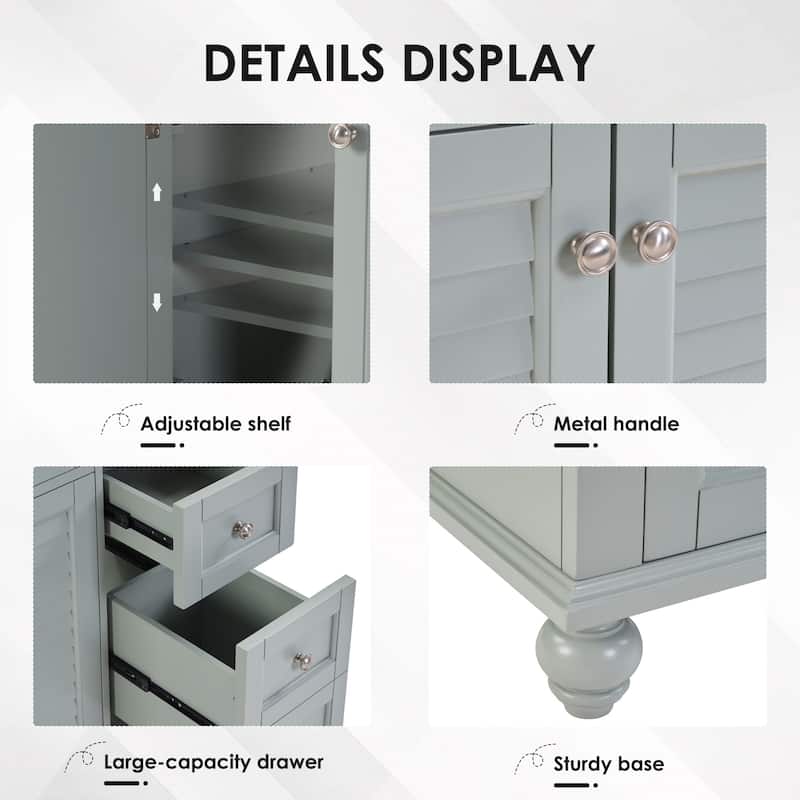 36" Bathroom Vanity with Ceramic Sink Solid Wood Frame Soft Close Drawers and Adjustable Storage Shelves