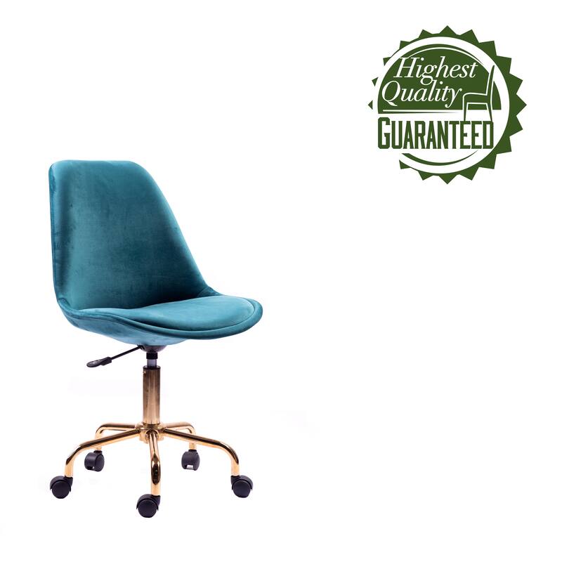 Porthos Home Ally Velvet Office Chair Gold Chrome Legs Gaslift Seat