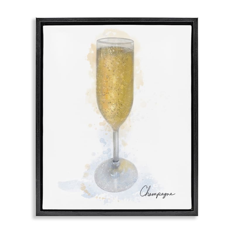 Stupell Champagne Glass Shimmer Framed Floater Canvas Wall Art Design By Matthew Piotrowicz - 25 x 31 - Black