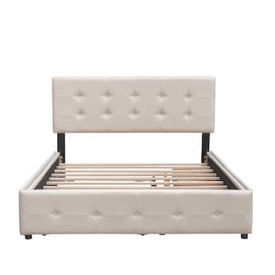 Upholstered Platform Bed with 2 Drawers
