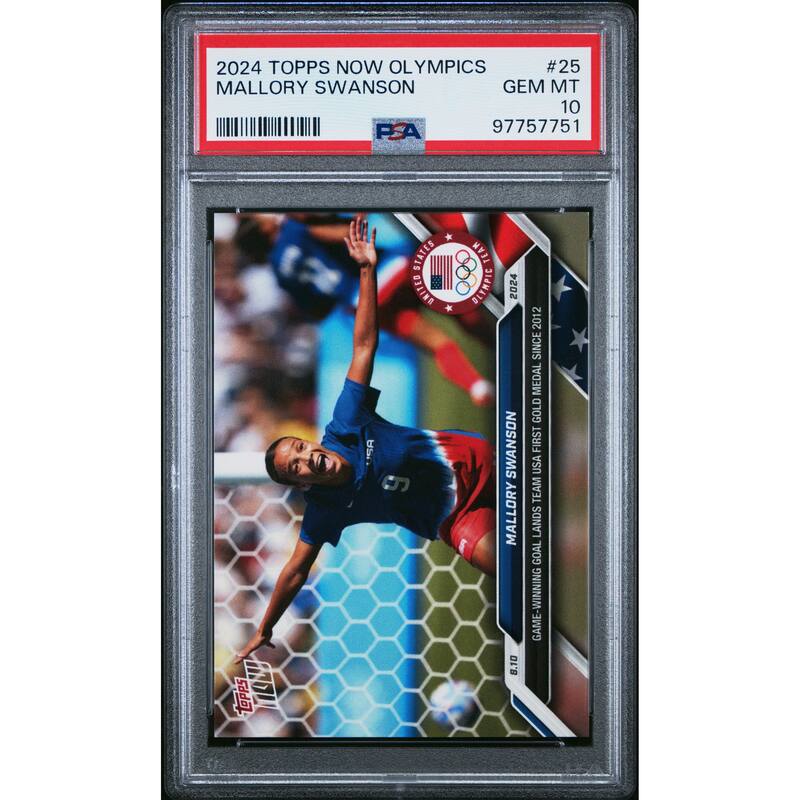 Mallory Swanson 2024 Topps Now Olympics USA Gold Medal Soccer Card #25 Graded PSA 10 - 8'6" x 11'6"