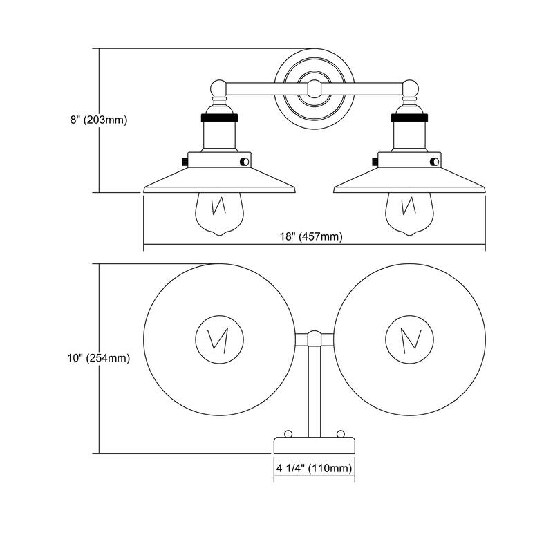 Elk Home English Pub Nickel With Metal Shade 2 Light Vanity Light