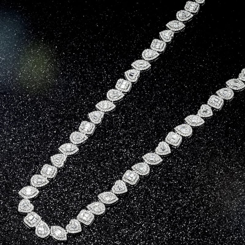 House Of Leon 14K White Gold Multi Cut Diamond Necklace 23.14ct