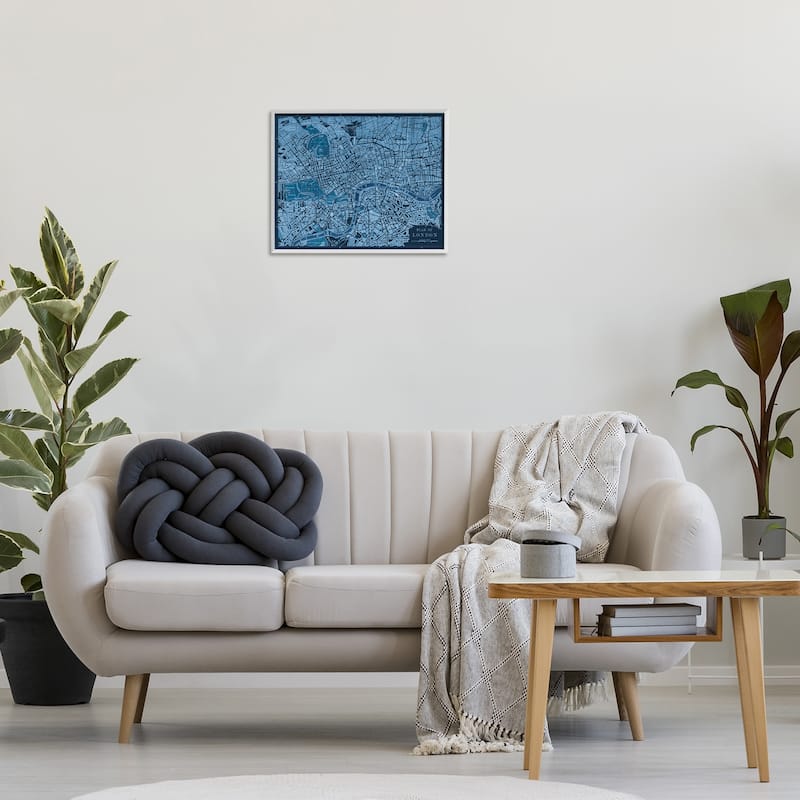 Stupell Blue Detailed London Map Framed Giclee Art Design By Phillipa Katz