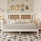 preview thumbnail 10 of 14, Queen Size Wooden Platform Bed with Natural Rattan Headboard, Exquisite Elegance with Minimalist Charm for Bedroom, Black