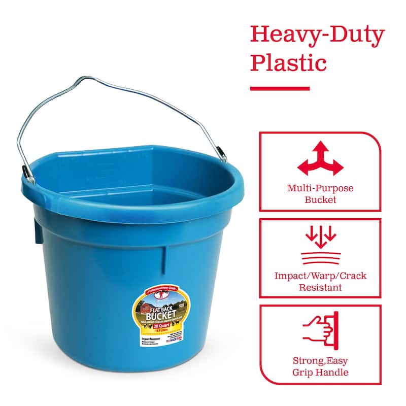 Little Giant All Purpose Heavy Duty Flat Back 20 Quart Plastic Bucket, Teal - 2.57