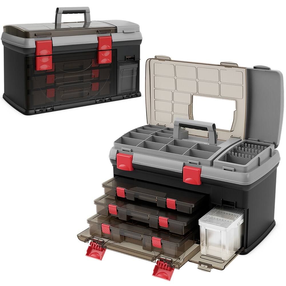 Gymax 5 Layers Fishing Tackle Box w/ Dividers & Top Storage 3