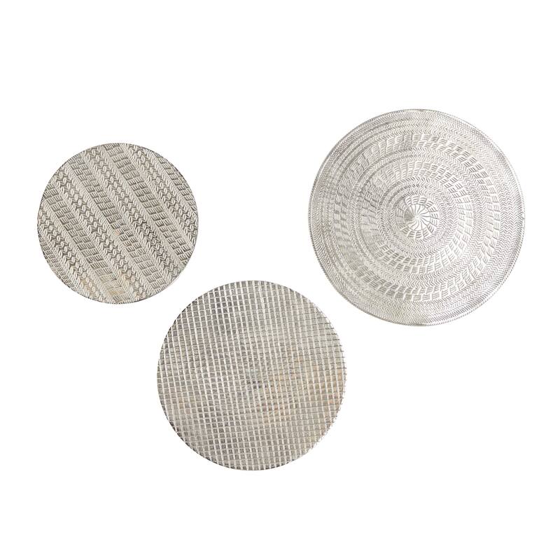 Stylish Aluminum Carved Designs Plate Wall Decor (Set of 3) - Silver or Black