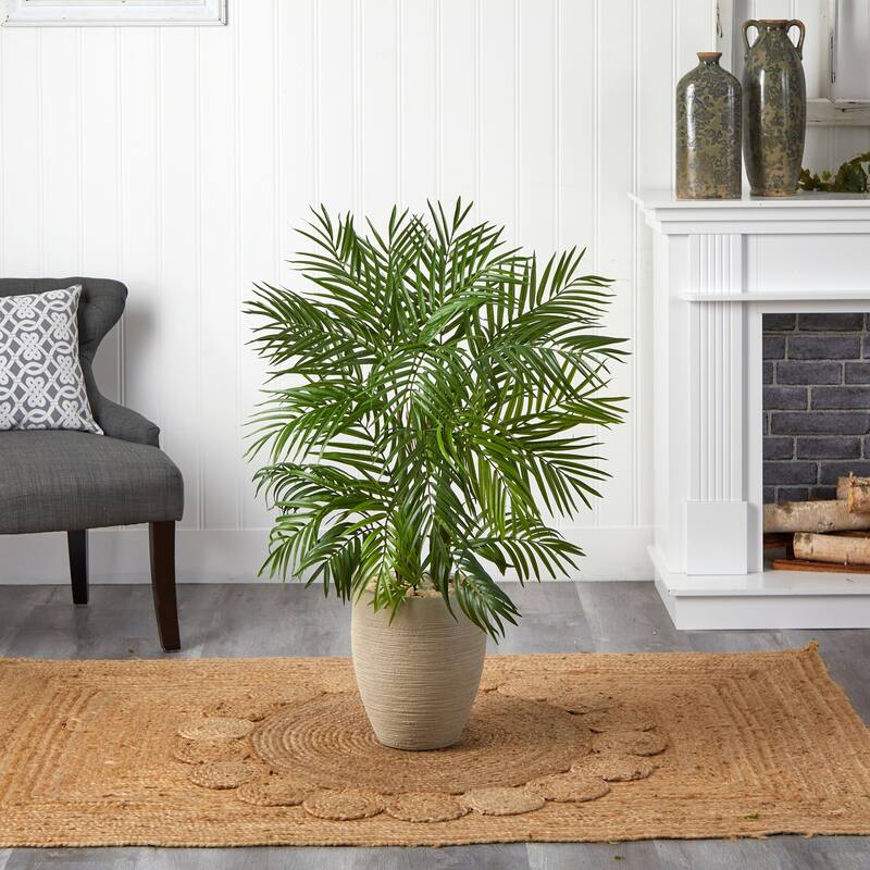 Artificial Areca Palm Tree 4ft Indoor Plant with Planter Elegant Home Decor - 4ft.