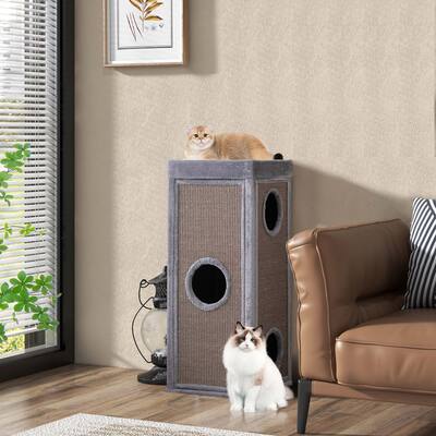 4-Story Cat House 39'' Cat Condo w/ Scratching Posts & Plush Cushions