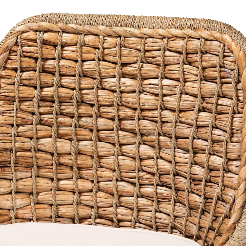Kyle Bohemian Natural Brown Woven Rattan Dining Chair With Cushion