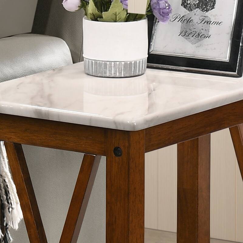 Joya Farmhouse 12-inch Faux Marble 1-Shelf Side Table by Furniture of America