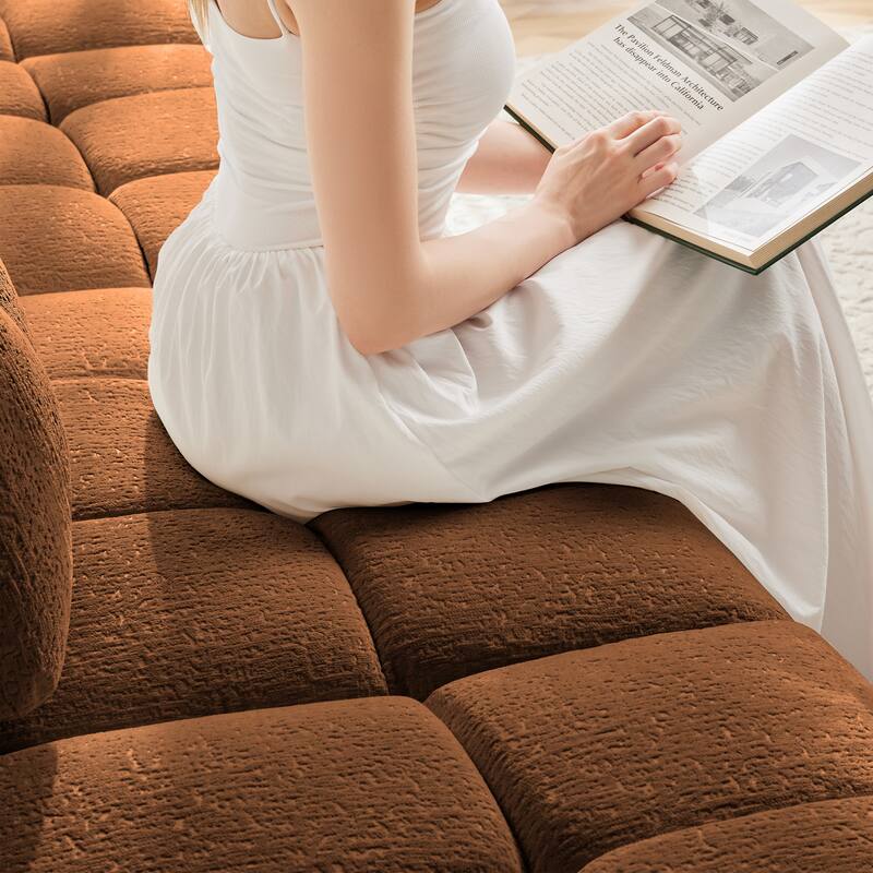 110.2" Chenille 3-Seater Sectional Sofa with 3 Ottomans