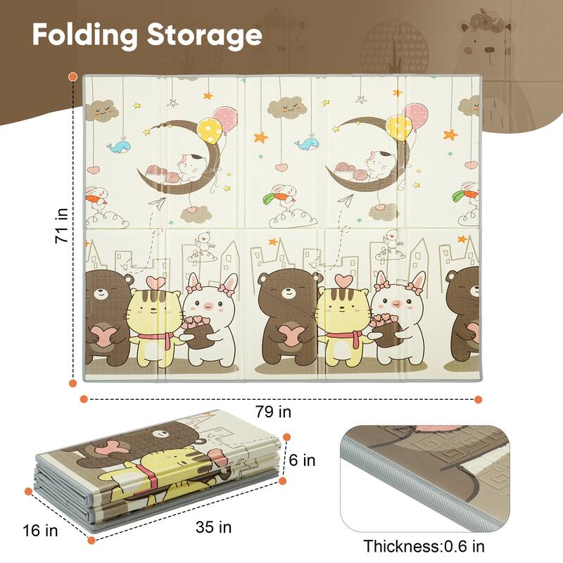 ZENOVA Foldable Baby Play Mat, Waterproof Activity Playmats for Baby