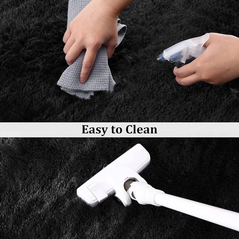 Garvee Shag Fluffy Area Rug Modern Indoor Plush Shaggy Carpet - 2' x 6' Runner - Black