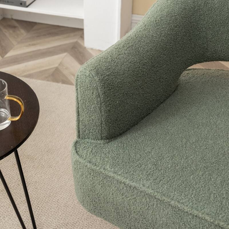 SEYNAR Modern Glam Open Back Velvet Upholstered Round Swivel Accent Arm Barrel Chair for Living Room