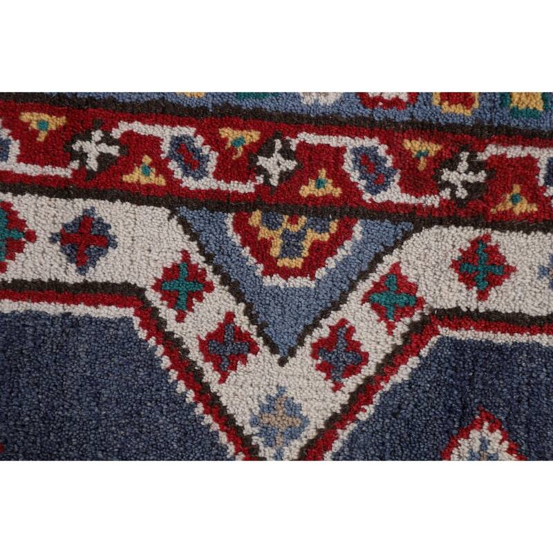 Geometric Kazak Area Rug Handmade Wool Carpet - 8'10" x 11'11"