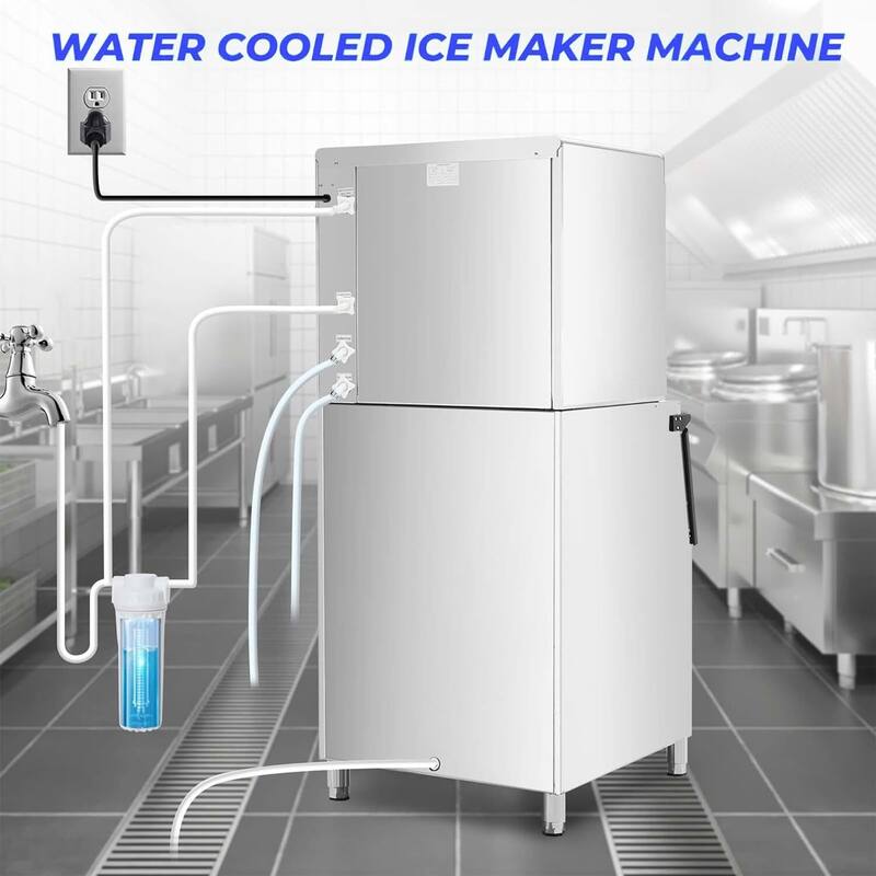 550LBS/24H Commercial Ice Maker Machine with 300LBS Ice Storage - N/A