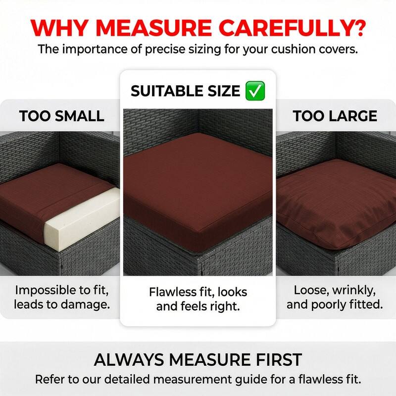 FINCATI 27" × 27" Sectional Cushion Slipcover, Outdoor Cushion Replacement Cover, Patio Seat Cover 27 Inches (COVER ONLY!)