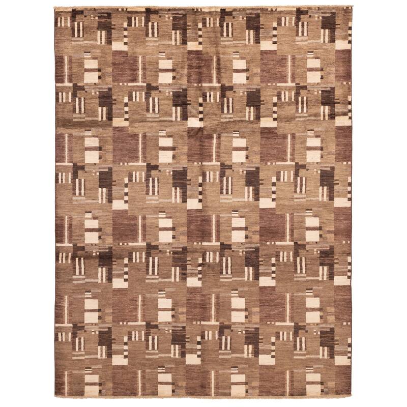 ECARPETGALLERY Hand-knotted Peshawar Ziegler Brown Wool Rug - 8'0 x 10'4