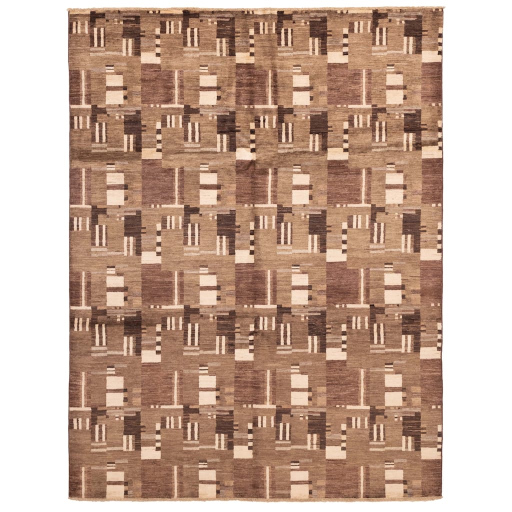 ECARPETGALLERY Hand-knotted Peshawar Ziegler Brown Wool Rug - 8'0 x 10'4